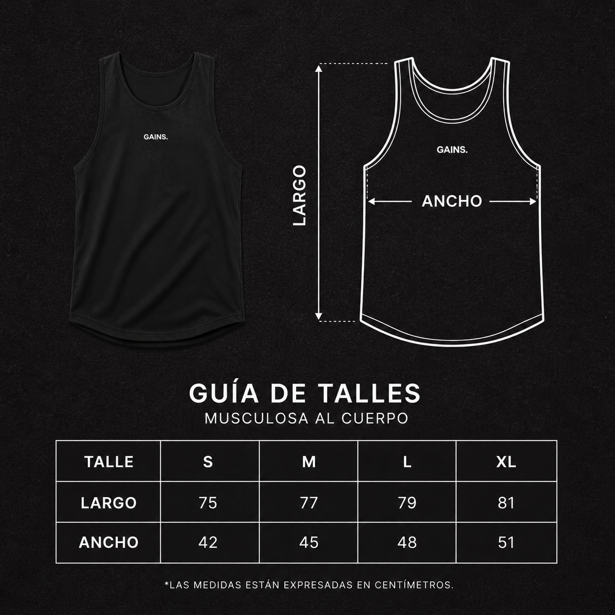MUSCULOSA BORDADA GAINS.