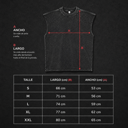 MUSCULOSA BECOME GRIS STONE WASH UNISEX BORDADA