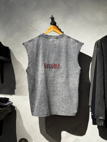 MUSCULOSA BECOME GRIS STONE WASH UNISEX BORDADA