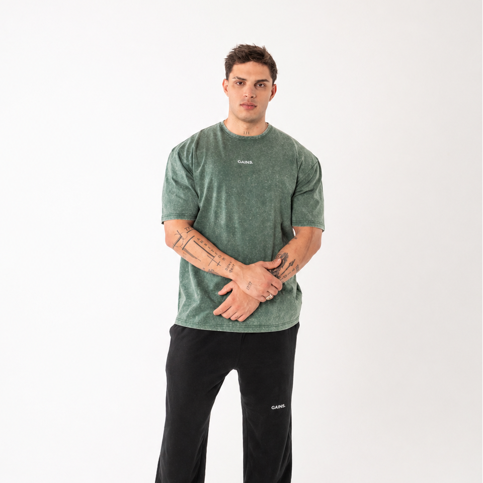 REMERA STONE WASH VERDE UNISEX