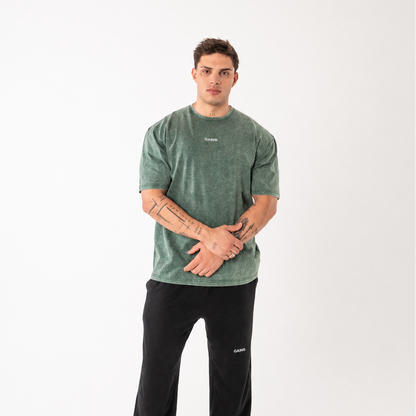 REMERA STONE WASH VERDE UNISEX