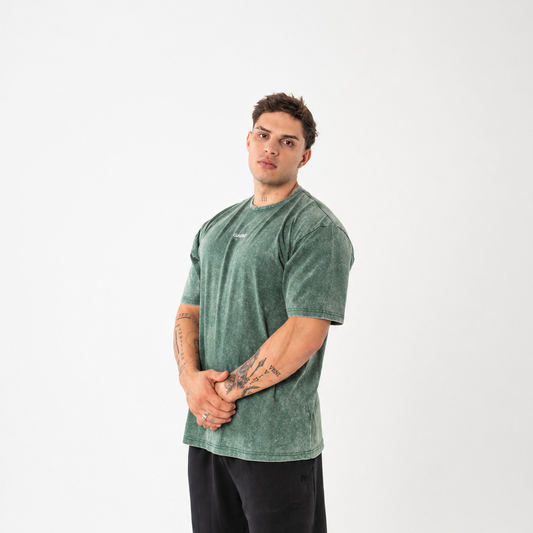 REMERA STONE WASH VERDE UNISEX