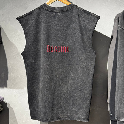 MUSCULOSA BECOME NEGRA STONE WASH UNISEX BORDADA