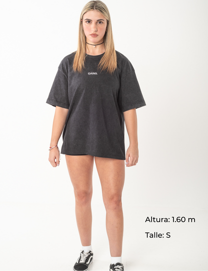 REMERA STONE WASH NEGRO UNISEX
