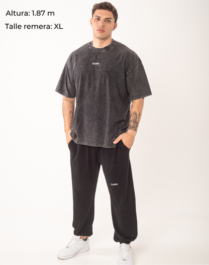 REMERA STONE WASH NEGRO UNISEX
