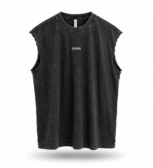 MUSCULOSA OVER STONE WASH NEGRO UNISEX