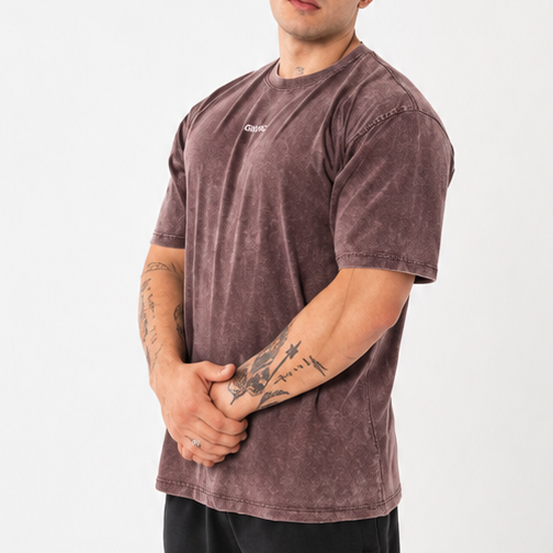 REMERA STONE WASH MARRON UNISEX