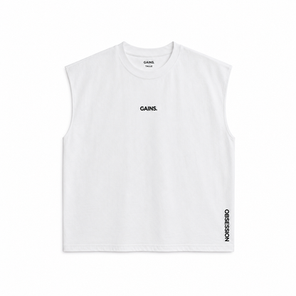 MUSCULOSA OBSESSION BLANCA UNISEX BORDADA