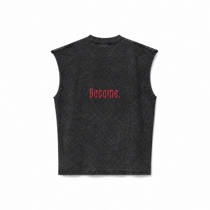 MUSCULOSA BECOME NEGRA STONE WASH UNISEX BORDADA