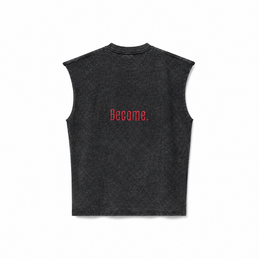 MUSCULOSA BECOME NEGRA STONE WASH UNISEX BORDADA