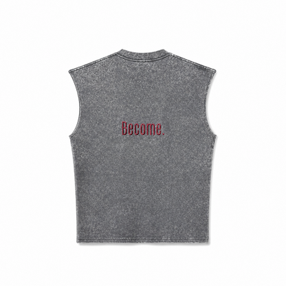 MUSCULOSA BECOME GRIS STONE WASH UNISEX BORDADA