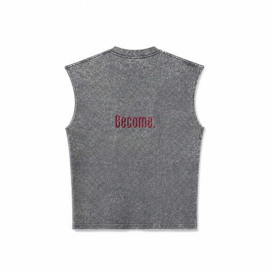 MUSCULOSA BECOME GRIS STONE WASH UNISEX BORDADA
