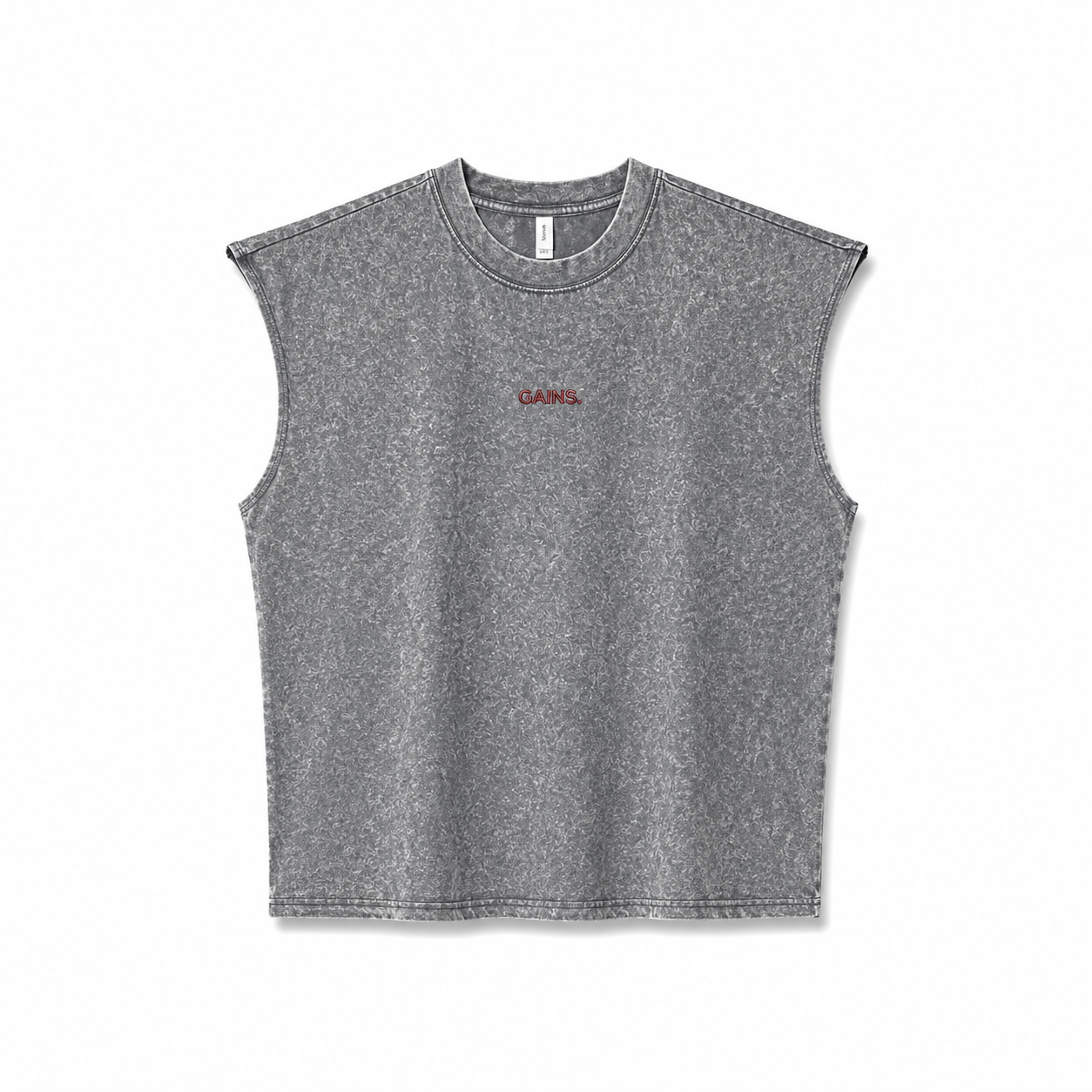 MUSCULOSA BECOME GRIS STONE WASH UNISEX BORDADA