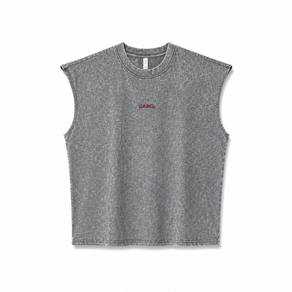 MUSCULOSA BECOME GRIS STONE WASH UNISEX BORDADA