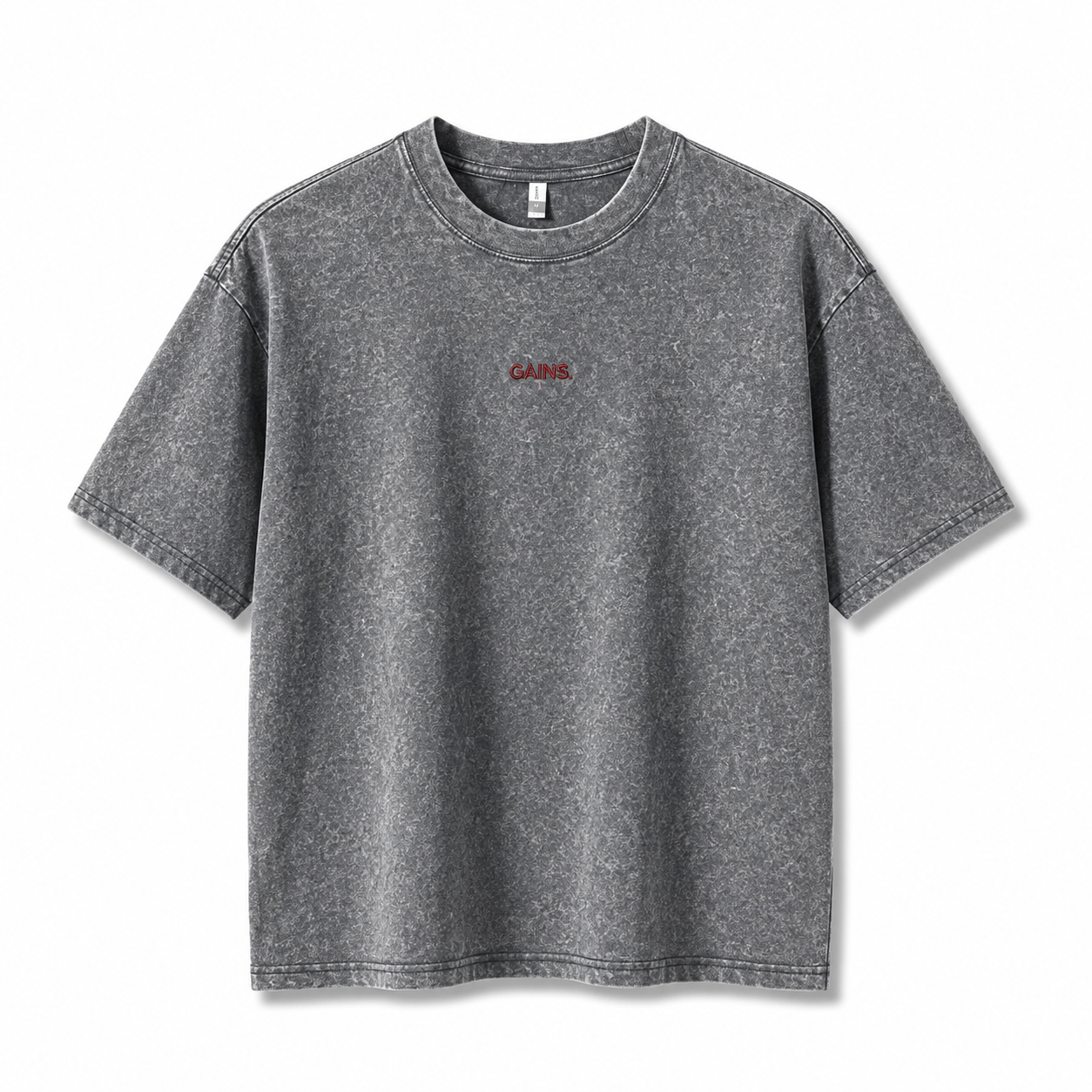REMERA OVERSIZE GRIS BECOME BORDADO STONE WASH
