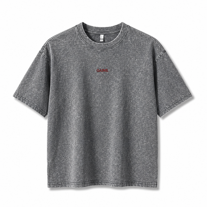 REMERA OVERSIZE GRIS BECOME BORDADO STONE WASH