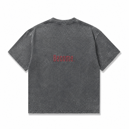 REMERA OVERSIZE GRIS BECOME BORDADO STONE WASH