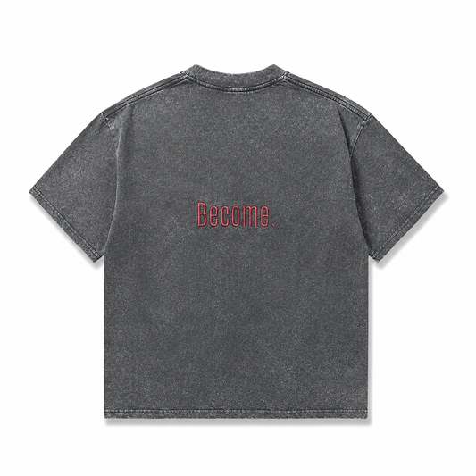 REMERA OVERSIZE GRIS BECOME BORDADO STONE WASH