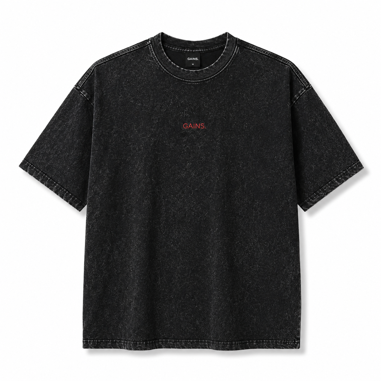 REMERA OVERSIZE NEGRO BECOME BORDADO STONE WASH