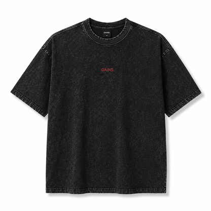 REMERA OVERSIZE NEGRO BECOME BORDADO STONE WASH