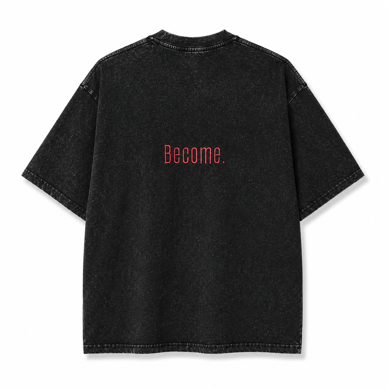 REMERA OVERSIZE NEGRO BECOME BORDADO STONE WASH