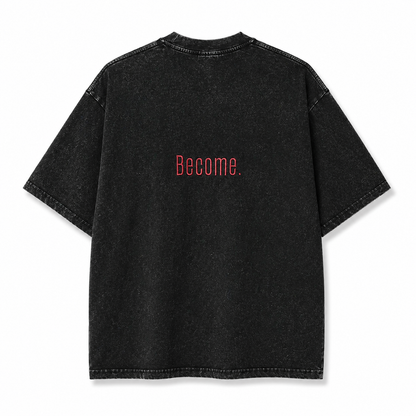 REMERA OVERSIZE NEGRO BECOME BORDADO STONE WASH