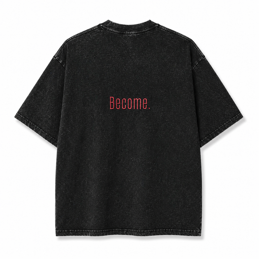 REMERA OVERSIZE NEGRO BECOME BORDADO STONE WASH
