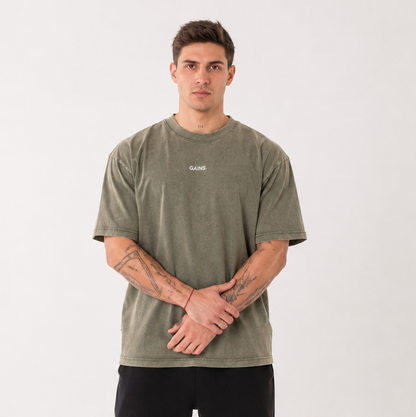 REMERA STONE WASH VERDE UNISEX