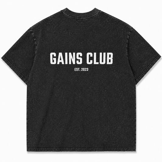 REMERA EXCLUSIVA GAINS CLUB STONE WASH OVER