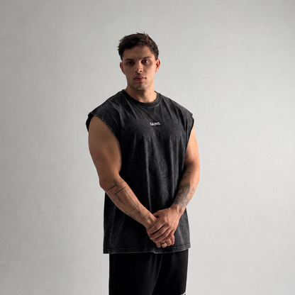 MUSCULOSA OVER STONE WASH NEGRO UNISEX