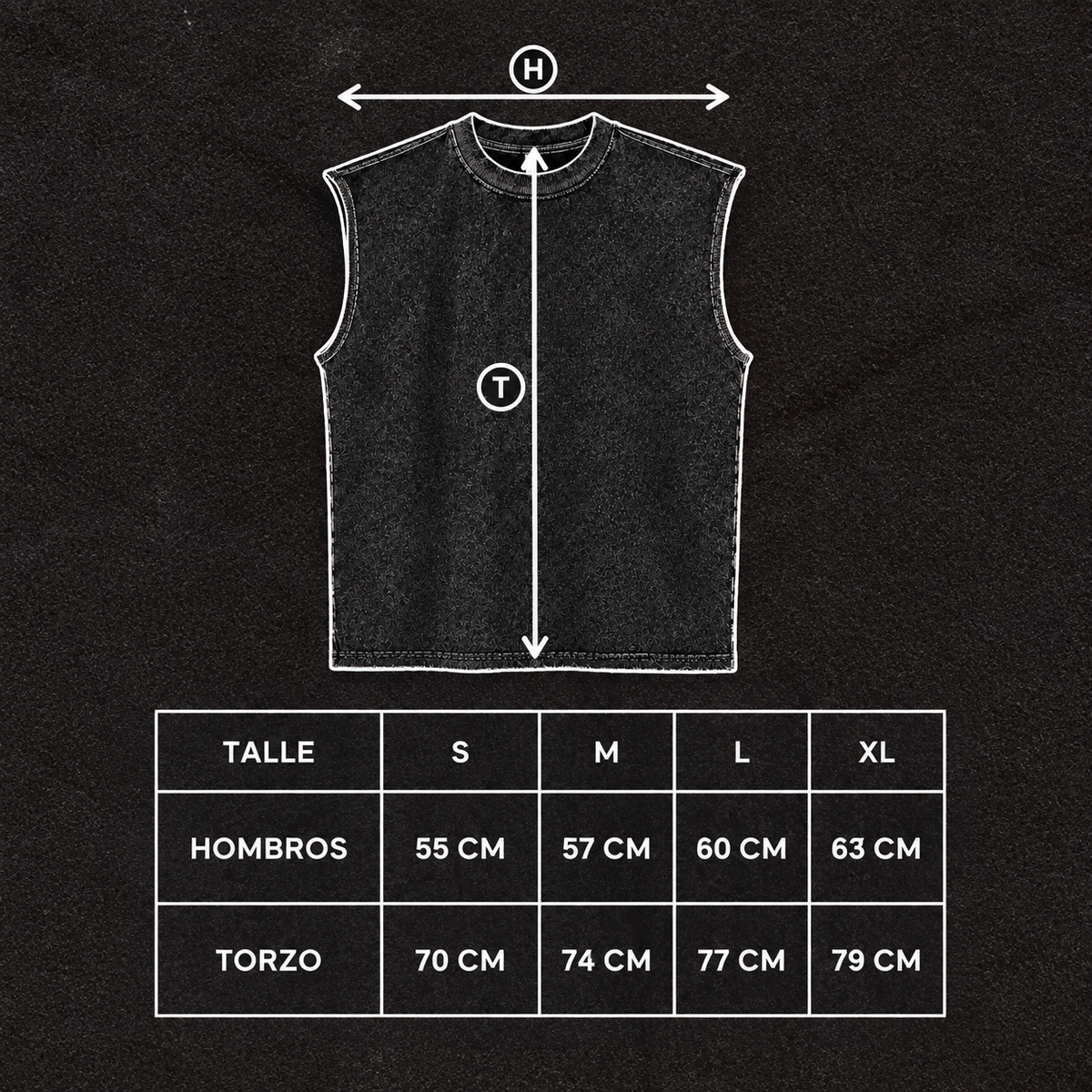MUSCULOSA OVER STONE WASH NEGRO UNISEX