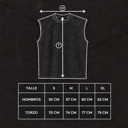 MUSCULOSA OVER STONE WASH NEGRO UNISEX