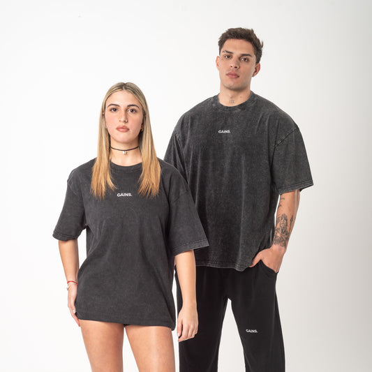 REMERA STONE WASH NEGRO UNISEX