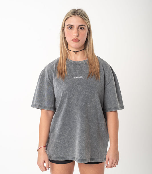 REMERA STONE WASH GRIS UNISEX